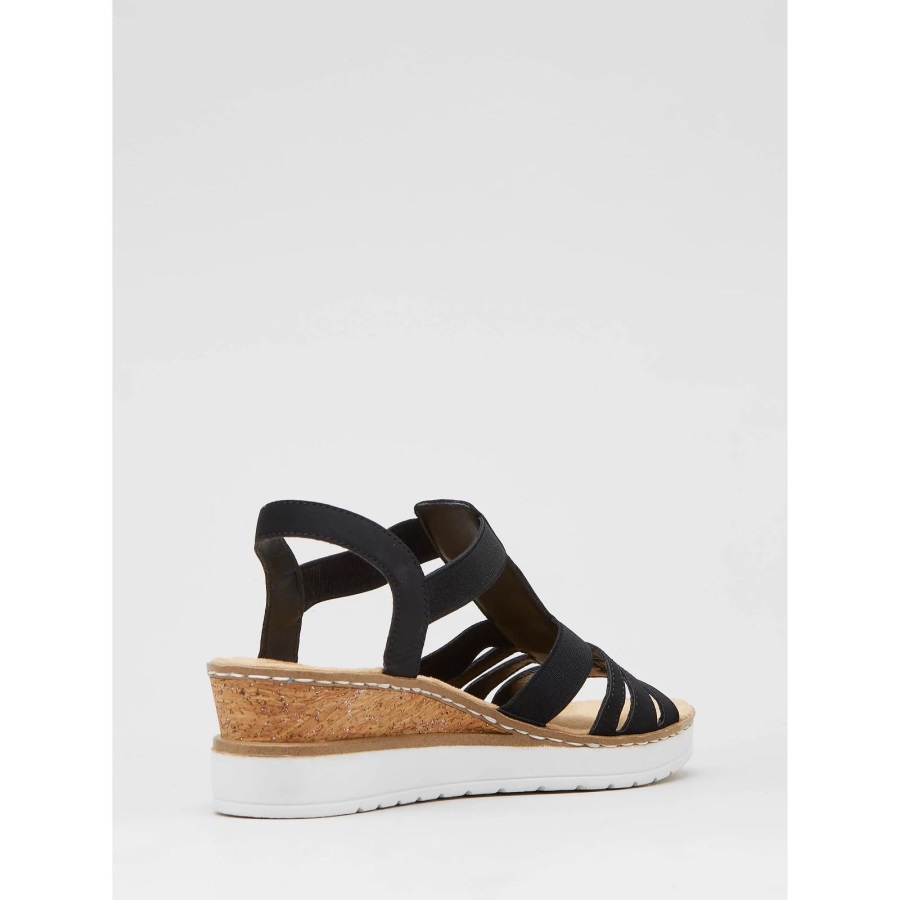 Musta Rieker Wedge Sandaali Helmillä