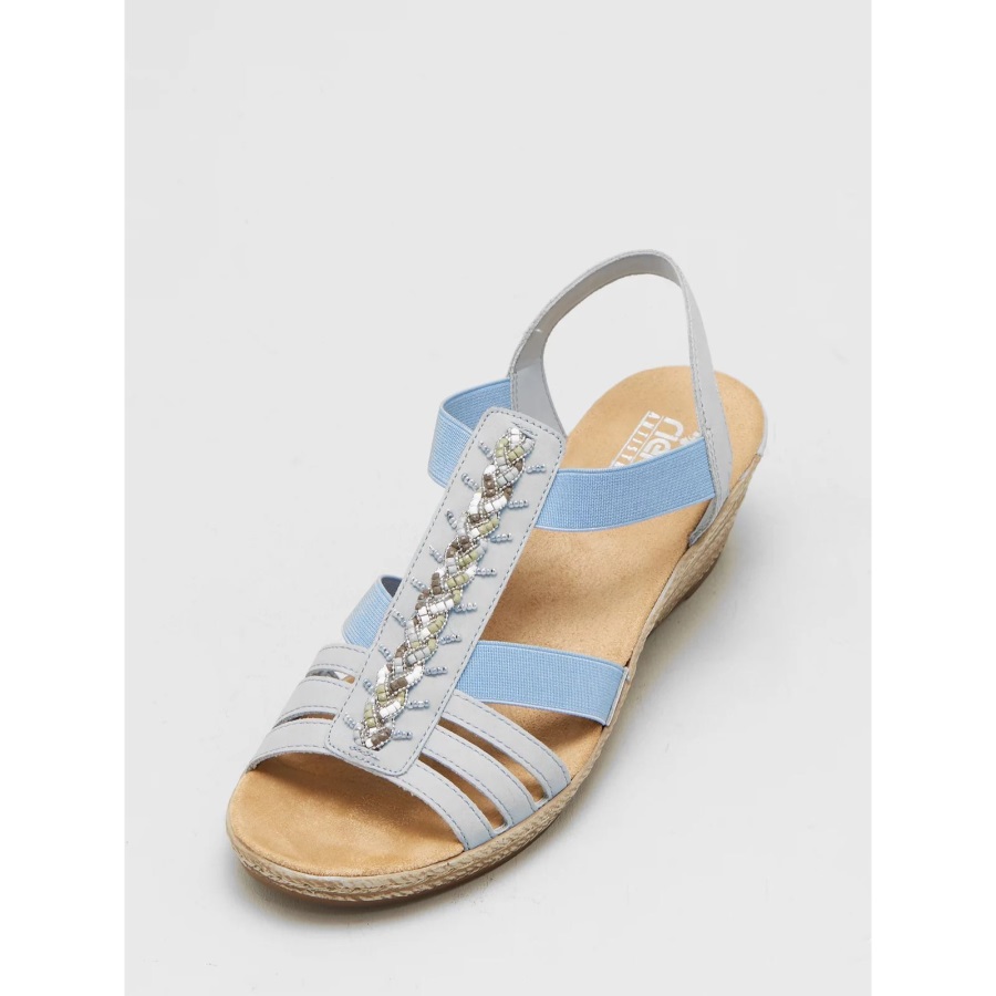 Sininen Rieker Sandaali Helmireunuksella