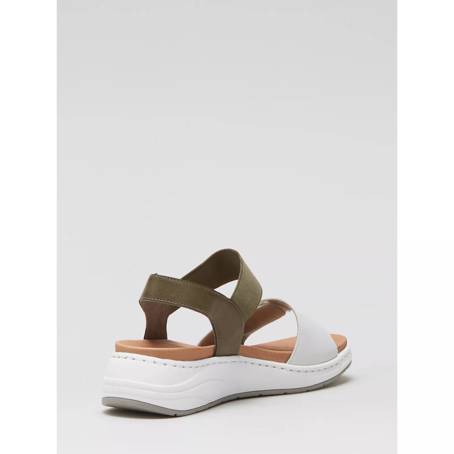 Valkoinen Rieker Rento Sandaali Kuminauhalla