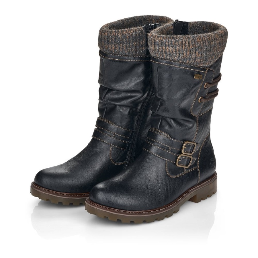 Rieker Mustat Remonte D8478 Naisten Saappaat