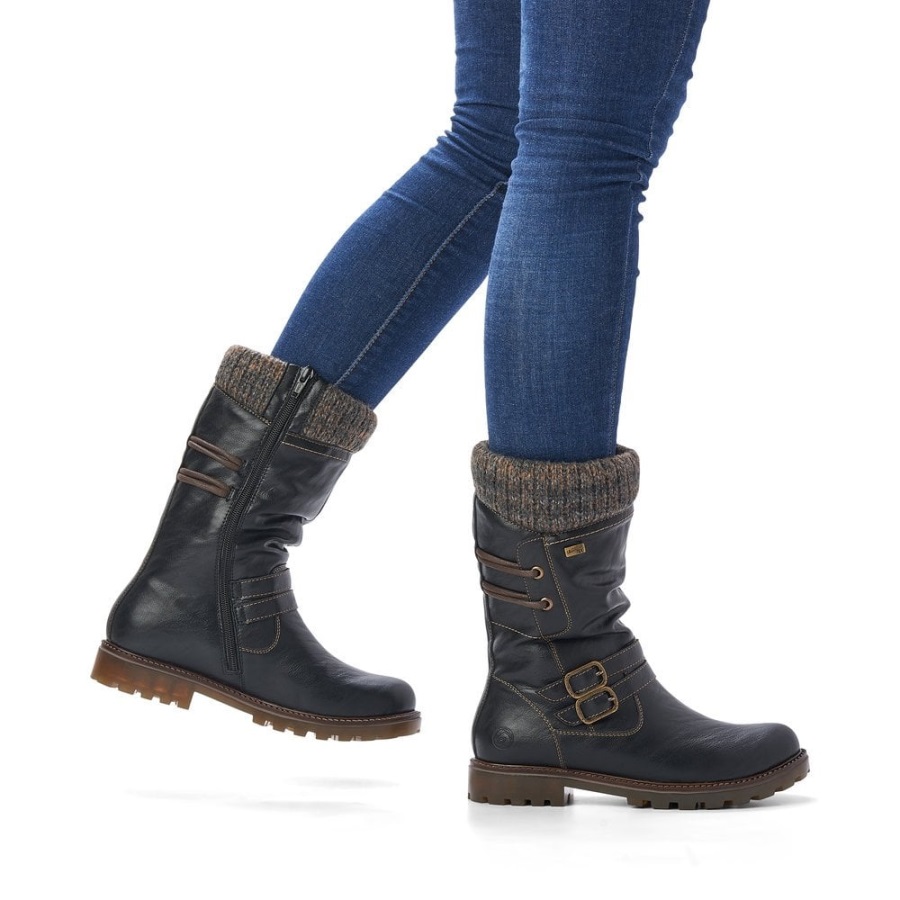 Rieker Mustat Remonte D8478 Naisten Saappaat