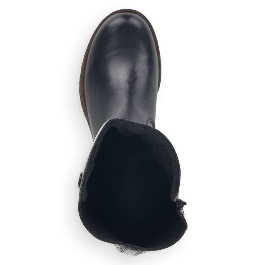 Mustat Rieker 78592-00 Naisten Mustat Polvisaappaat