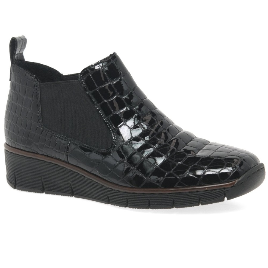 Mustat Rieker Eria Naisten Nahkaiset Chelsea-saappaat