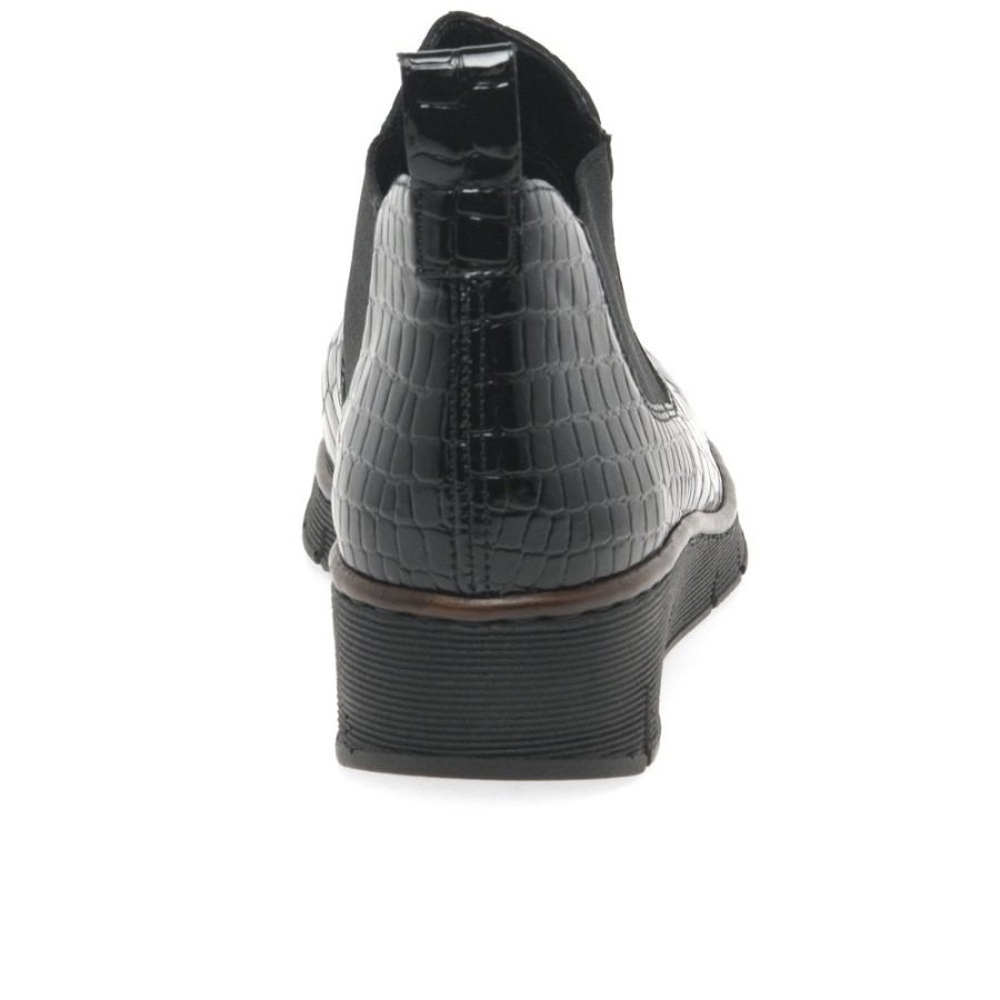 Mustat Rieker Eria Naisten Nahkaiset Chelsea-saappaat