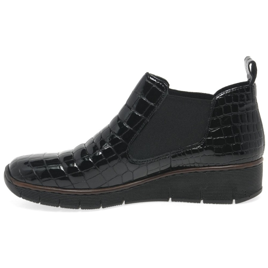 Mustat Rieker Eria Naisten Nahkaiset Chelsea-saappaat