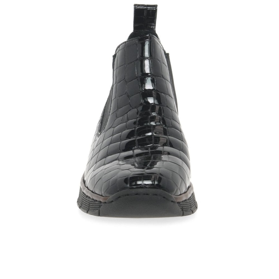 Mustat Rieker Eria Naisten Nahkaiset Chelsea-saappaat