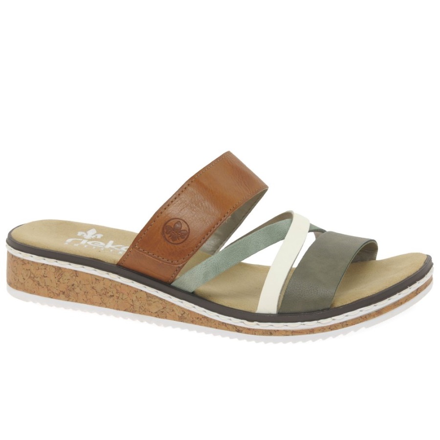 Oliivi Rieker Faye Naisten Matalat Sandaalit