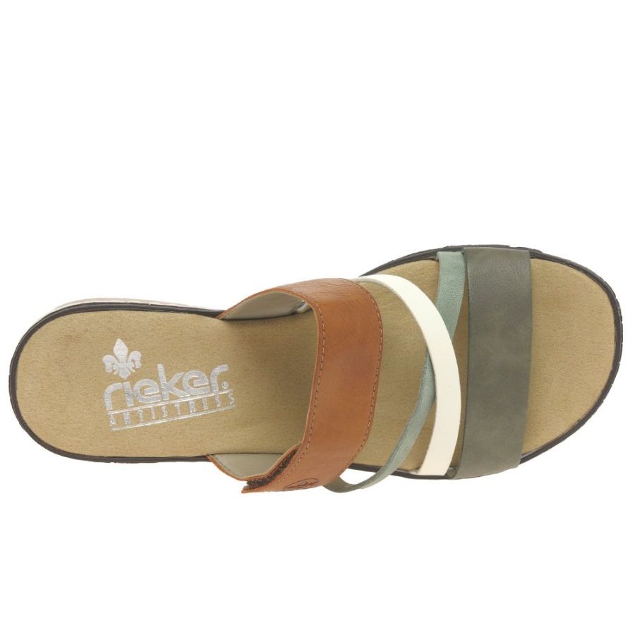 Oliivi Rieker Faye Naisten Matalat Sandaalit