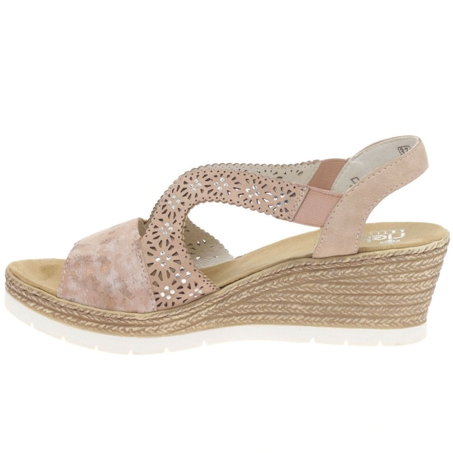 Rieker Alabama Naisten Wedge Heel Sandaalit Rose