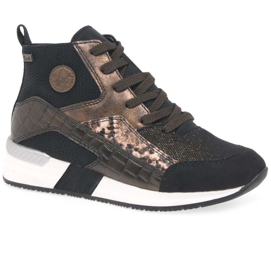 Rieker Elena Naisten Hi Top Trainers Musta