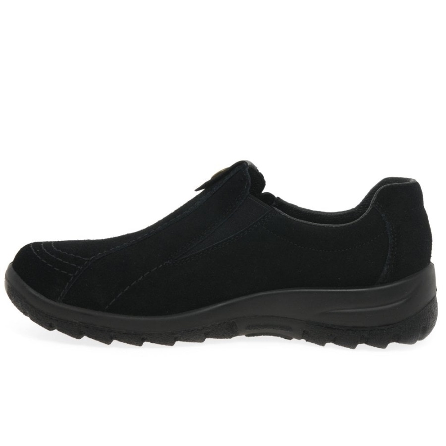 Rieker Emilia Naisten Casual Mokkanahka Slip On Loafers Musta