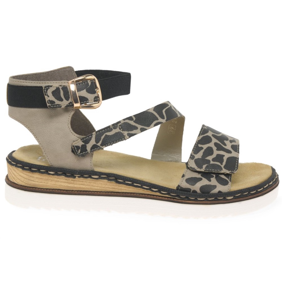 Rieker Kirahvi Naisten Matalakorkoiset Sandaalit Mustat