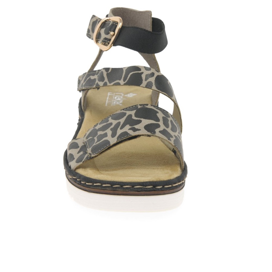 Rieker Kirahvi Naisten Matalakorkoiset Sandaalit Mustat