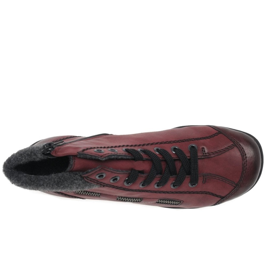 Rieker Jinnie Naisten Rento Vetoketju Nauhat Nilkkurit Viiniä