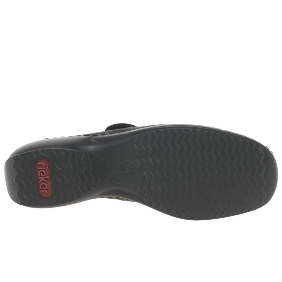 Rieker Swanky Naisten Ripteippikiinnitys Nahkakengät Mustat