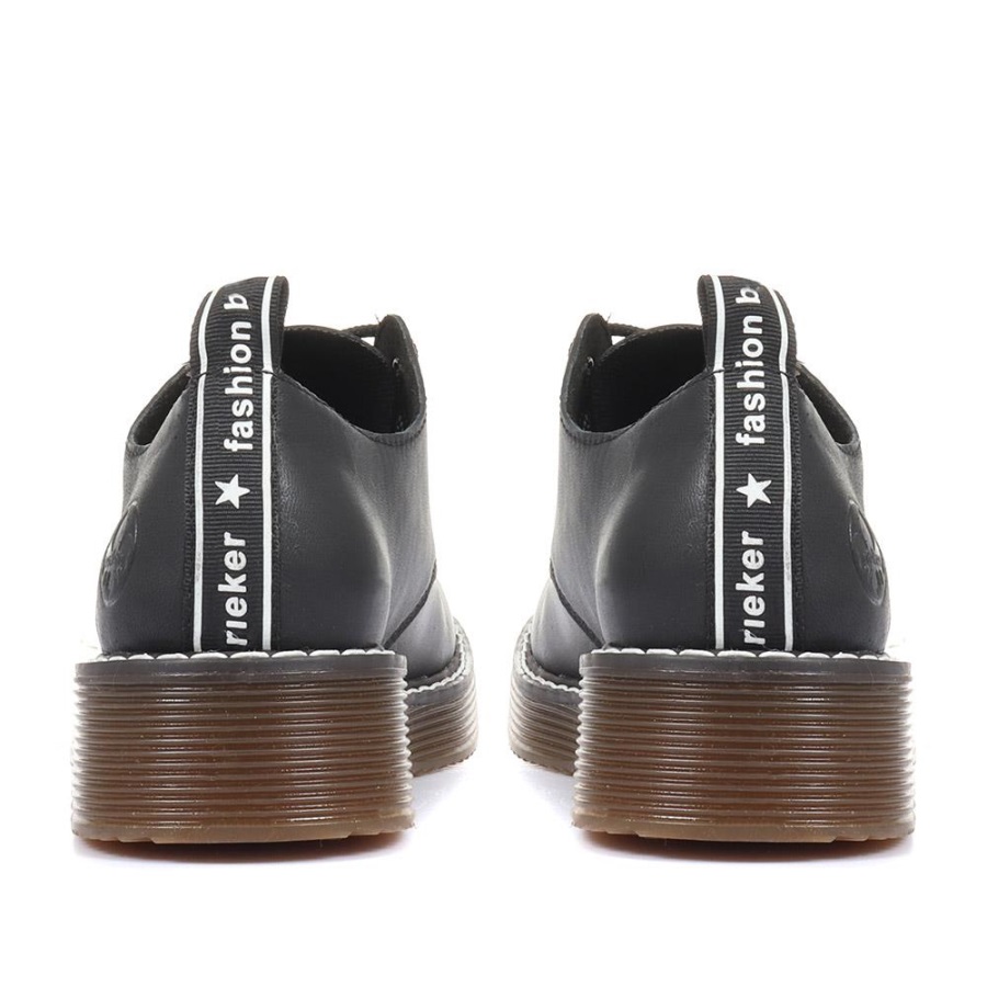 Rieker Suomi Mustat Nahkanauhalliset Derbykengät
