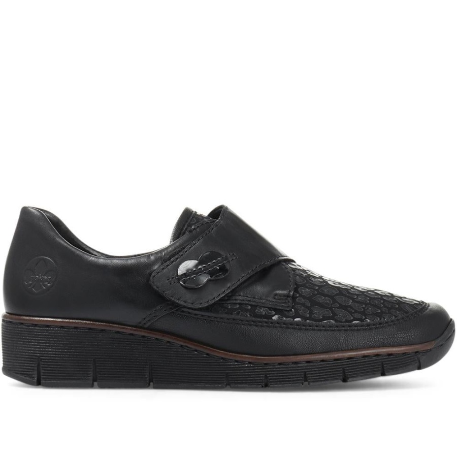 Rieker Kevyt Nahkainen Kosketuskiinnityskenkä Musta