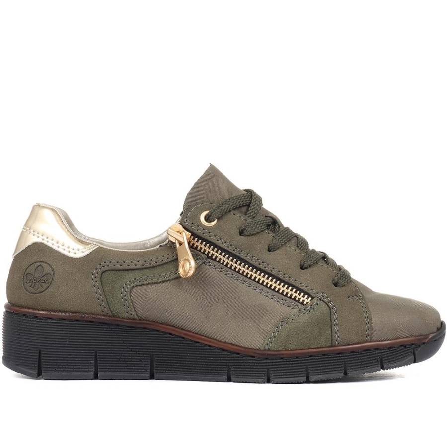 Rieker Suomi Olive Leather Lace-up Trainers