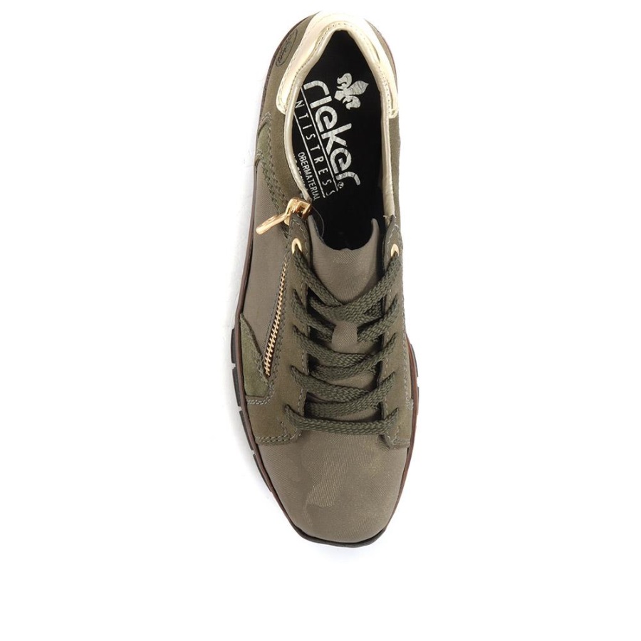Rieker Suomi Olive Leather Lace-up Trainers